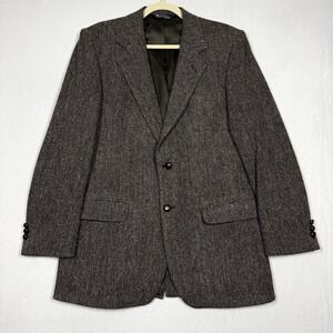 Vintage Harris Tweed Blazer Mens 40 Pure Scottish Wool Sport Coat Jacket Brown